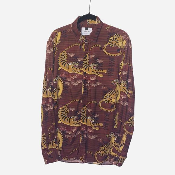Topman tigerprint button up sz M - Picture 7 of 10